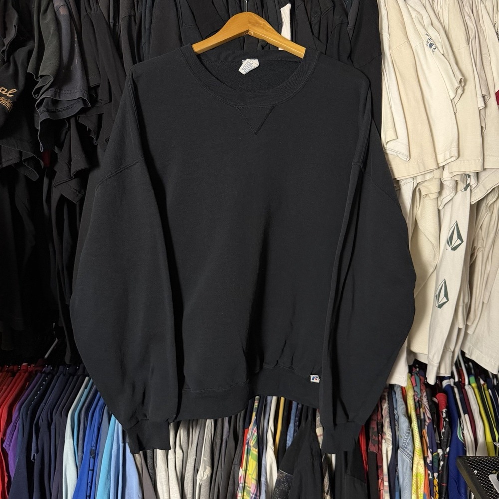Russell Athletic Crewneck Sweater Mens XXL Black Vintage 00s Pullover Essentials